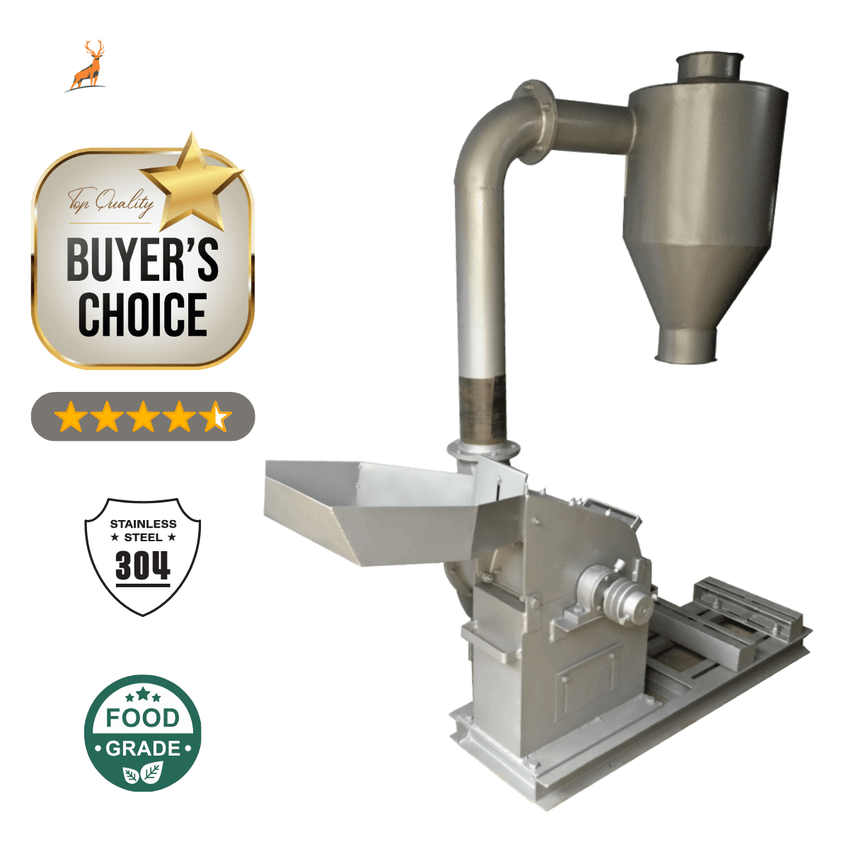 7.5 hp masala grinder - front view - reindeer machinery