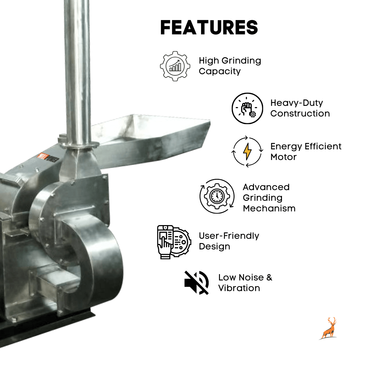 chilli grinding machine - features - reindeer machinery