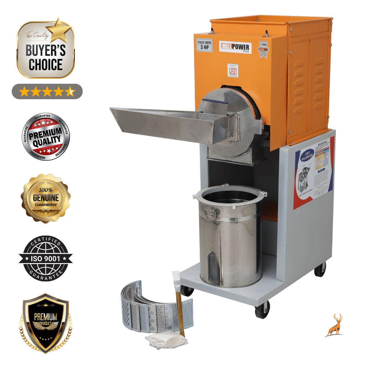 3 hp atta chakki - machine with accessories - reindeer machinery