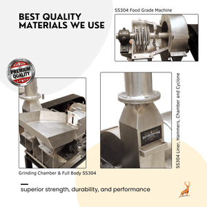 haldi pisne ki machine - ss304 heavy duty chamber close-up - reindeer machinery