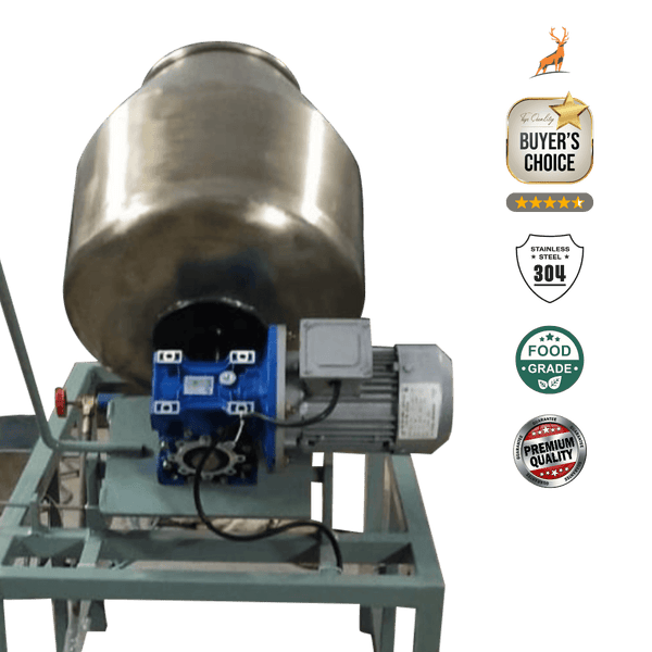 masala roaster machine - motor and gearbox view - reindeer machinery 